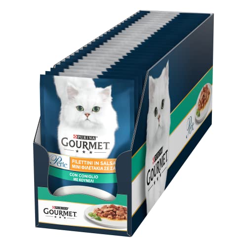 Gourmet Perle Nassfutter für ausgewachsene Katzen, Filetins in Sauce mit Kaninchen, 26 Beutel à 85 g von Purina