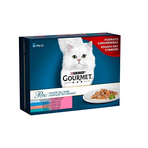 Purina Gourmet Perlen Vergnügen des feuchten Meeres Katzen mit Lachs, Scholle, Thunfisch und Meeresfisch, 80 Beutel à 85 g von Gourmet