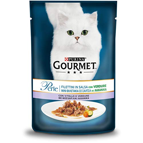 Purina Gourmet Perlen Filinets in Sauce, Nassfutter für Katzen mit Kalb und Gemüse, 24 Beutel à 85 g von Gourmet