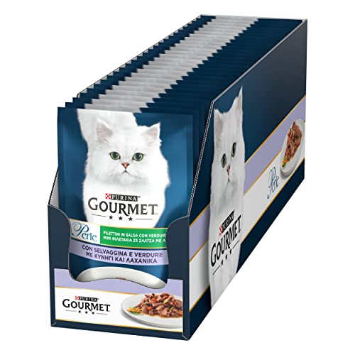 Purina Gourmet Perlen Filets in Sauce, Nassfutter für Katzen mit Kalb und Gemüse, 26 Beutel à 85 g von Gourmet