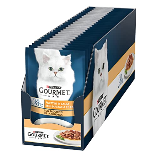 Gourmet Perle Nassfutter für ausgewachsene Katzen, Filinets in Sauce mit Truthahn, 26 Beutel à 85 g von Gourmet