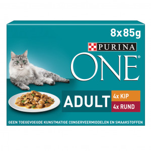 Purina One Adult Stücke in Sauce mit Huhn, Rind und Gemüse Katzen-Nassfutter (8x85 g) 16 x 85 g von Purina One