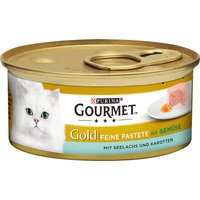 Sparpaket Gourmet Gold Feine Pastete 48 x 85 g - Mix (Huhn, Seelachs/Karotte, Forelle/Tomate, Rind) von Gourmet