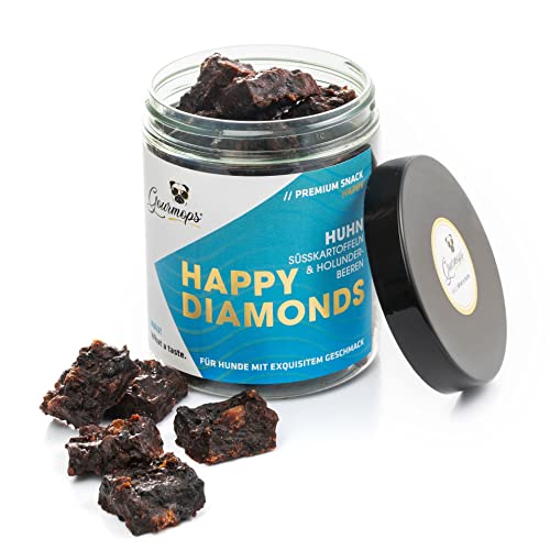 Happy Diamonds Huhn, Süßkartoffel & Holunderbeere/Premium Hundesnack/Belohnung für zwischendurch/Hundeleckerli ohne Getreide/mit wertvollen Vitaminen von Gourmops