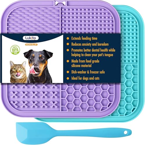 Goxeon Lick Mat for Dogs & Cats 2 Pack with Suction Cups, Dog Lick Mat for Anxiety Relief, Dog Toys to Keep Them Busy, Peanut Butter Licking Pad for Boredom Reducer, Perfect for Bathing Grooming (1) von Goxeon