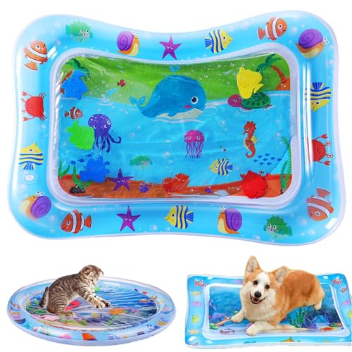 Gqiwub 2024 New Pet Water Bed, Pet Water Sensory Mat Cats, Cooling Mat for Pet, Cat Toys for Bored Indoor Cats Thickened Water Sensor Playmat with Fish Cat Activity Play Mat (C) von Gqiwub