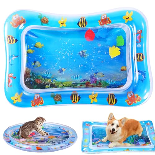 Gqiwub 2024 New Pet Water Bed, Pet Water Sensory Mat Cats, Cooling Mat for Pet, Cat Toys for Bored Indoor Cats Thickened Water Sensor Playmat with Fish Cat Activity Play Mat (D) von Gqiwub