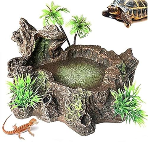 GracesDawn Umweltfreundliche Materialien und aus Kunstharz, Stamm Reptilien Tank Dekoration Food Water Bowl Bartdrache, Eidechse, Gecko, Wasserfrosch, Schlange von GracesDawn