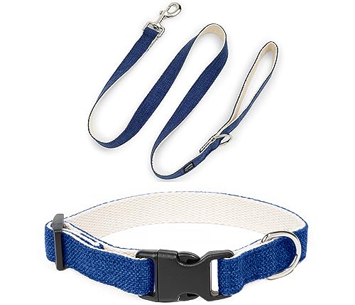 Pawsitive Hanf Hundehalsband - Hypoallergenes Hundehalsband, Tolles Hundehalsband für Empfindliche Haut, Weiches Halsband für Hunde, Weiches Bio-Hundehalsband Umweltfreundlich (Medium, Blau Set) von Gracie To The Rescue