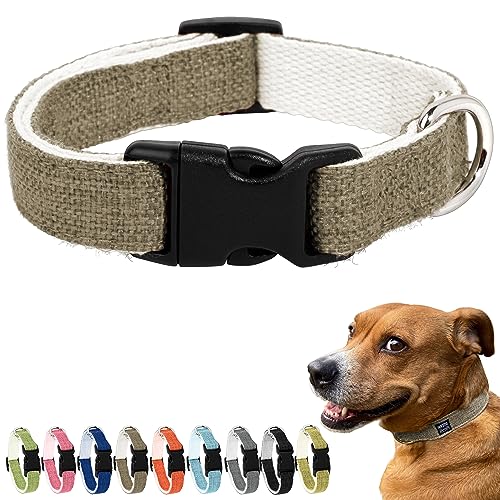 Pawsitive Hundehalsband aus Hanf, hypoallergen, khaki, für empfindliche Haut, weich und biologisch (Medium, Braun) von Gracie To The Rescue