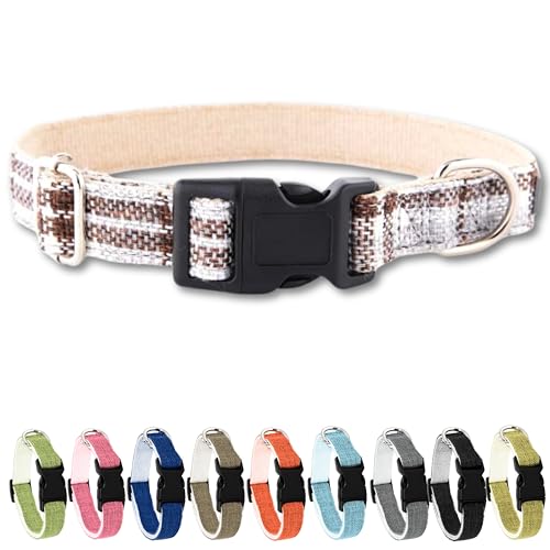 Pawsitive Hundehalsband aus Hanf, hypoallergen, tolles Hundehalsband für empfindliche Haut, weiches Halsband für Hunde, weiches Bio-Hundehalsband, umweltfreundlich (groß, graues Karomuster) von Gracie To The Rescue