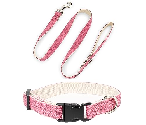 Pawsitive Hundehalsband aus Hanf - Hypoallergenes Hundehalsband, tolles Hundehalsband für empfindliche Haut, weiches Halsband für Hunde, weiches Bio-Hundehalsband, umweltfreundlich (groß, rosa Set) von Gracie To The Rescue