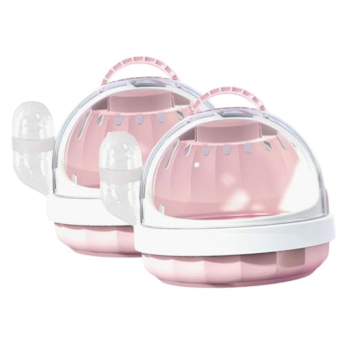 Gralara 2Pcs Hamster Reise Träger Käfig Kleine Tier Tragen Fall Hamster Reise Träger für Eichhörnchen, ROSA von Gralara