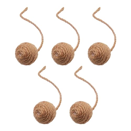 Gralara 5X Katzen-Sisal-Seil-Bälle, Katzen-Seil-Bälle für Katzen im Innenbereich, Kätzchen, die jagen und Spielen, lange Seil-Teaser, Katzen-Hanf-Seil-Bälle, 4.5 cm Gelb von Gralara