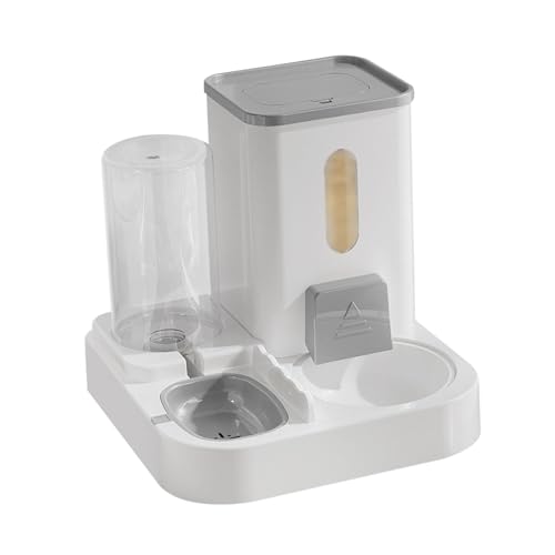 Gralara Futter- und Wasserspender für Haustiere, automatischer Wasserbrunnen für Haustiere, für Katzen, Hunde, Kaninchen, Frettchen, Meerschweinchen, grau von Gralara