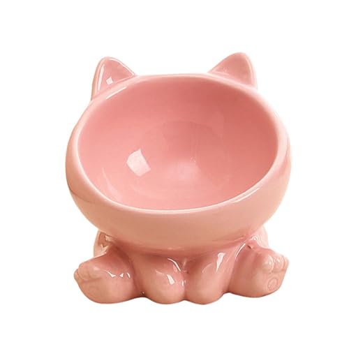 Gralara Futternapf für Katzen aus, Trinknapf für Katzen, minimalistisch, rutschfest, erhöhtes Zubehör für Katzenfutter und Wasser für den Innenbereich, ROSA von Gralara