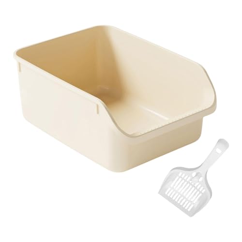 Gralara Große Katzen Toilette mit Offener Oberseite, Beige von Gralara