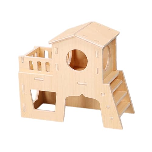 Gralara Hamster-Holzhaus, Hamster-Lebensräume, hübsch, mit Kletterleiter, Versteck mit Fenster für kleine Haustiere, Meerschweinchen, Mäuse, Hamster, Geschichtliches Haus von Gralara