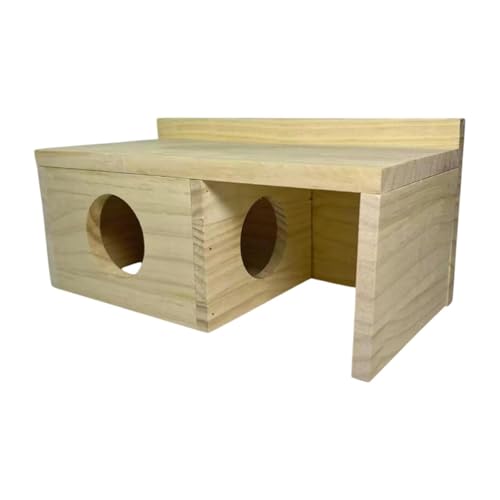 Gralara Hamsterhaus aus Holz, Käfigzubehör, Plattform, Hütte, multifunktionales Hamsterversteck, Holzhütte für syrische Hamster, Lemminge, A von Gralara