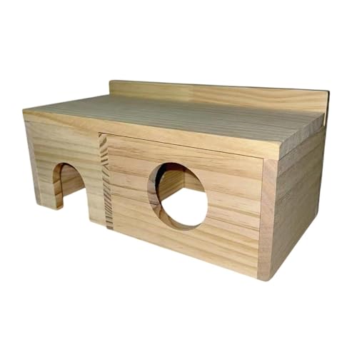 Gralara Hamsterhaus aus Holz, Käfigzubehör, Plattform, Hütte, multifunktionales Hamsterversteck, Holzhütte für syrische Hamster, Lemminge, B von Gralara