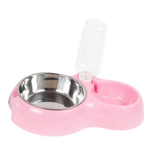 Gralara Haustier Wasser und Futternapf Set Doppel Katze Hund Schüssel Edelstahl Schüssel Wasserspender für Bunny, ROSA von Gralara