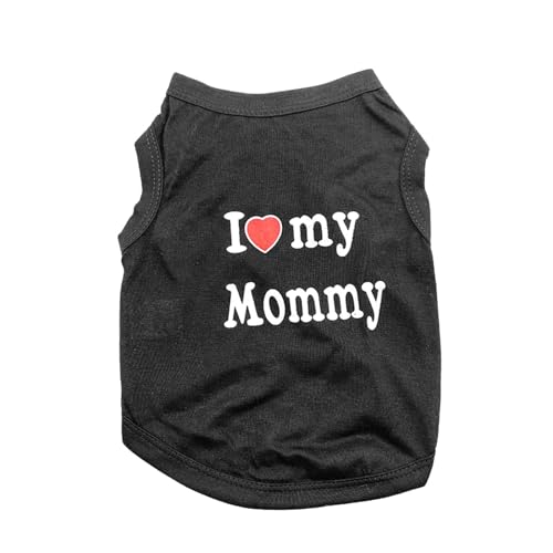 Gralara Hunde-T-Shirt „I Love Mommy“, bedrucktes Hemd, Sommer-Hundeweste, Welpen-T-Shirts für Welpen, Heimtierbedarf, kleine Hunde und Kätzchen, Ich Bin schwarz von Gralara