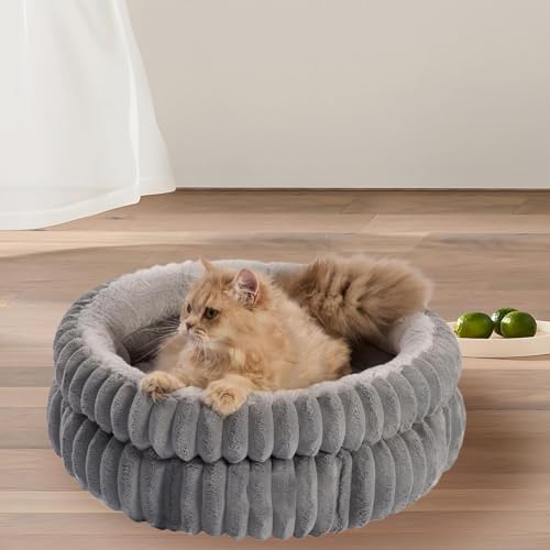 Gralara Hunde- und Katzenbett, Hundekissen, Bett für drinnen, Herbst und Winter, Schlummernest, Haustier-Katzennest, Haustier-Schlafmatte für Kätzchen, Hunde, Grau 60cmx60cmx20cm von Gralara