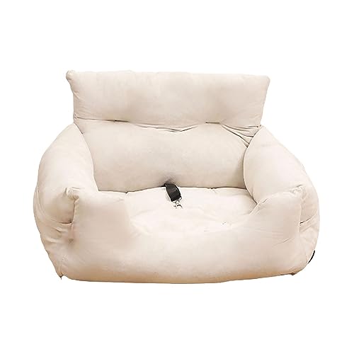 Gralara Hundeautositz, Hundesitzerhöhung, verstellbare Sicherheitsleine, Trägerbett, abnehmbares Polster, waschbar, Nesthütte für kleine, mittelgroße Hunde, Beige von Gralara