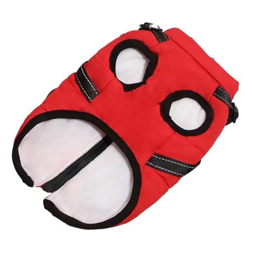 Gralara Hundemantel mit Geschirr, kleine Hundekleidung, Winddicht, Outdoor-Sport, Hundejacke, warme Hundeweste, rot L von Gralara