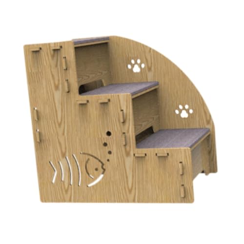 Gralara Hundetreppe Aus Holz, 3 Stufen, Hundeleiter für Kleine Hunde, Katzen, Auto, von Gralara