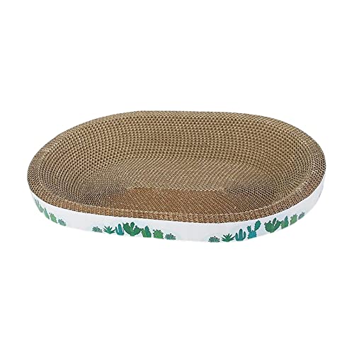 Gralara Katzen Kratzbaum Karton Katzenkratzbett Wellpappe Kratzunterlage Karton Katzenbett zum Schlafen, Ovaler Kaktus 39cm von Gralara