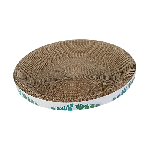 Gralara Katzen Kratzbaum Karton Katzenkratzbett Wellpappe Kratzunterlage Karton Katzenbett zum Schlafen, runder Kaktus 43cm von Gralara