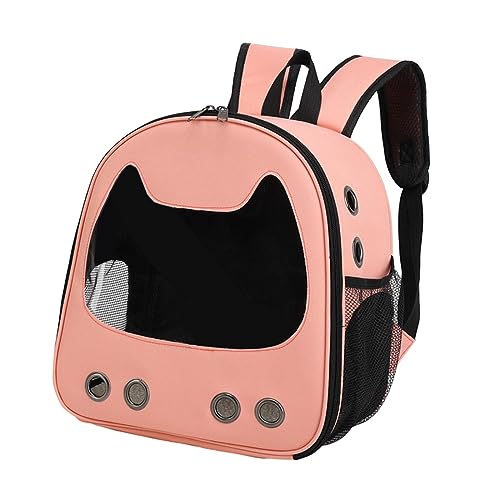 Gralara Katzen Rucksack, Haustier Transporttasche, Langlebig, Tragbar, mit Belüftung, Kitty, Faltbar, Haustier Tragetasche für Spaziergänge, Reisen, Camping, ROSA von Gralara