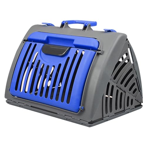 Gralara Katzen- und Hundetransportbox, Faltbare Haustiertransportbox, Faltbare Hundebox, Hundetransportbox mit Griff für Wanderungen mit kleinen Hunden, Blau von Gralara