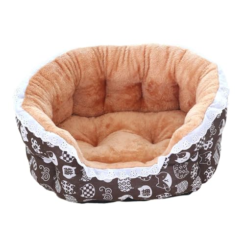 Gralara Katzenbett aus Plüsch, waschbar, zum Schlafen, weich, mit Schlummerfunktion, Katzennest, Hundebetten für Katzen, Welpen, Kätzchen, Hunde, Braun klein von Gralara