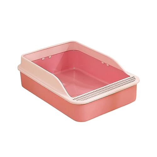 Gralara Oben Offene Box Toilette, Antihaftbeschichtet, Erhöhende Katzen Bettpfanne, Halbgeschlossene, Oben Offene Haustiertoilette, Kätzchen Töpfchen Toilette, Rosa M von Gralara