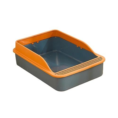 Gralara Oben Offene Box Toilette, Antihaftbeschichtet, Erhöhende Katzen Bettpfanne, Halbgeschlossene, Oben Offene Haustiertoilette, Kätzchen Töpfchen Toilette, blau M von Gralara