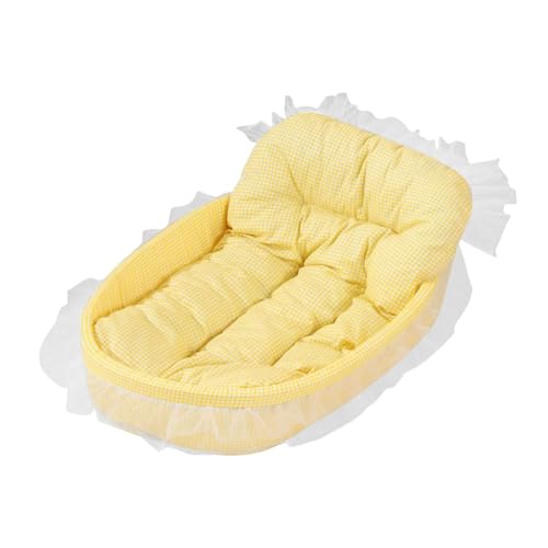 Gralara Prinzessin Katzenbett Haustierbett Niedlich Anti Slip Bottom Waschbar Warm Bequem Hundekissen Bett, Gelb von Gralara