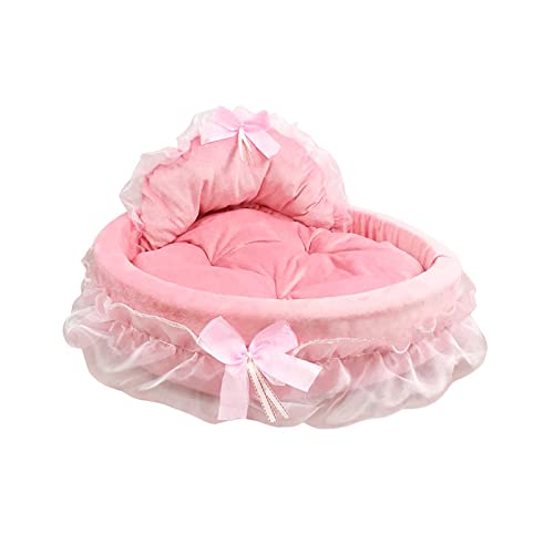 Gralara Rosa Prinzessinnen Hundebett, Spitzen Katzenbett, Schönes Dickes Waschbares Kissen, Haustiersofa, Großes Hundebett, Couch, Zwinger Schlafbett, für Kät, Rosa, S von Gralara