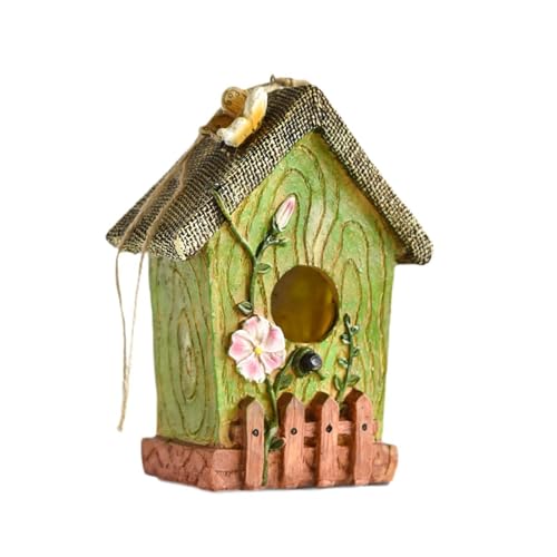 Gralara Rustikales Vogelhäuschen Zum Aufhängen, Als Dekoration für Den Garten Im Freien, Grün von Gralara