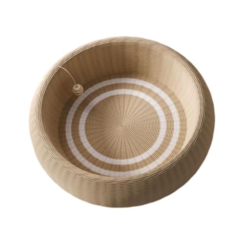 Gralara SISAL CAT CROCKING BRAART Lounge mit Spielzeugbällchen Leichte erhöhte Kanten, Runde 52 cm von Gralara