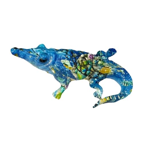 Gralara Statue, Aquarium Dekoration, Modernes Geschenk, Kunsthandwerk, Tierkunst, Alligator Figur, Krokodil Skulptur für Heimdekoration, Schreibtisch, klein von Gralara