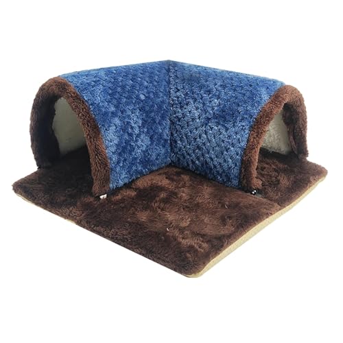 Gralara Versteck für Meerschweinchen, Tunnel für Kleintiere, tragbare, herausnehmbare Matte, Schlafen und Spielen, 2-in-1-Bett und Tunnel, Haustiernest für, Blau von Gralara