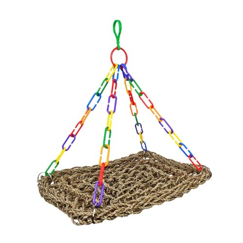 Gralara Vogelpapagei Perch Papagei Ständer Accessoires handgefertigt Spielzeughänge Vogel Hängematte Vogel Käfig Spielzeug für Sittich Kanariengruppie, M von Gralara