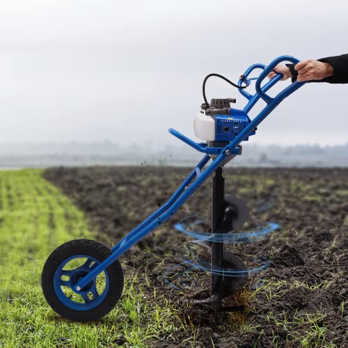 GramStudio 63CC Erdbohrer Erdlochbohr 2 Takt Benzin Erdlochbohrer Mit 1 Bohrer 300mm Durchmesser,Gartenbohrer 3PS Pfahlbohrer Erdbohrgerät von GramStudio