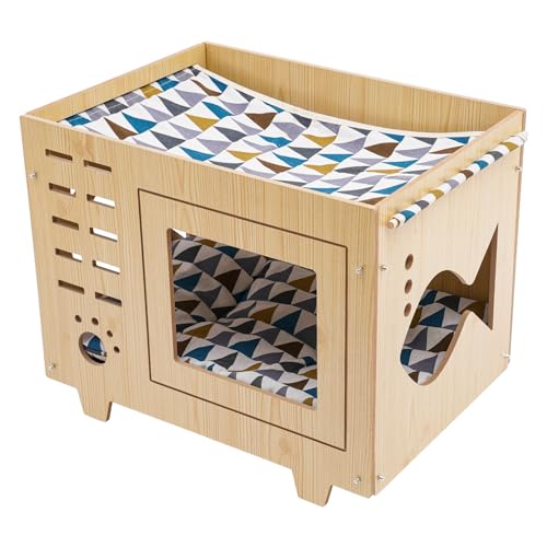 Katzenhaus, 55 * 40 * 44cm Haustierhaus für Katzen, Outdoor Haustiernest (Pfotenabdruck) von GramStudio