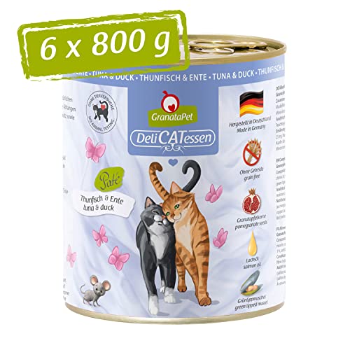 GranataPet DeliCatessen Thunfisch & Ente, Nassfutter für Katzen, Katzenfutter für Feinschmecker, Futter ohne Getreide & ohne Zuckerzusätze, 6 x 800 g von GranataPet