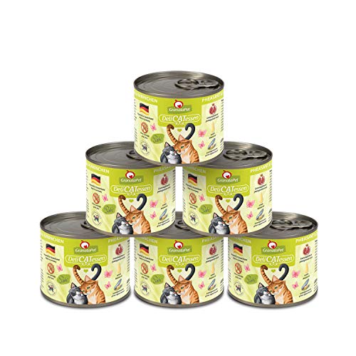 GranataPet DeliCatessen Fasan & Kaninchen, Nassfutter für Katzen, Katzenfutter für Feinschmecker, Futter ohne Getreide & ohne Zuckerzusätze, 6 x 200 g von GranataPet