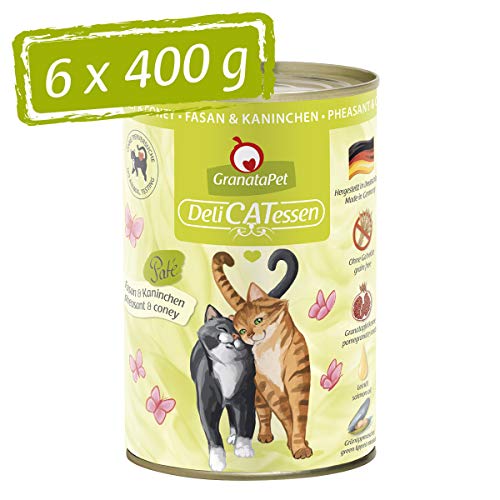 GranataPet DeliCatessen Fasan & Kaninchen, Nassfutter für Katzen, Katzenfutter für Feinschmecker, Futter ohne Getreide & ohne Zuckerzusätze, 6 x 400 g von GranataPet