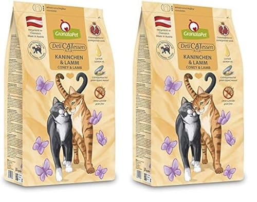 GranataPet Delicatessen Kaninchen & Lamm Adult, Trockenfutter für Katzen, schmackhaftes Katzenfutter, Alleinfuttermittel ohne Getreide & ohne Zuckerzusätze, 300 g (Packung mit 2) von GranataPet